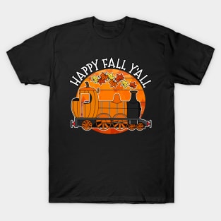 Happy Fall Y'all Steam Train Autumn Thanksgiving T-Shirt